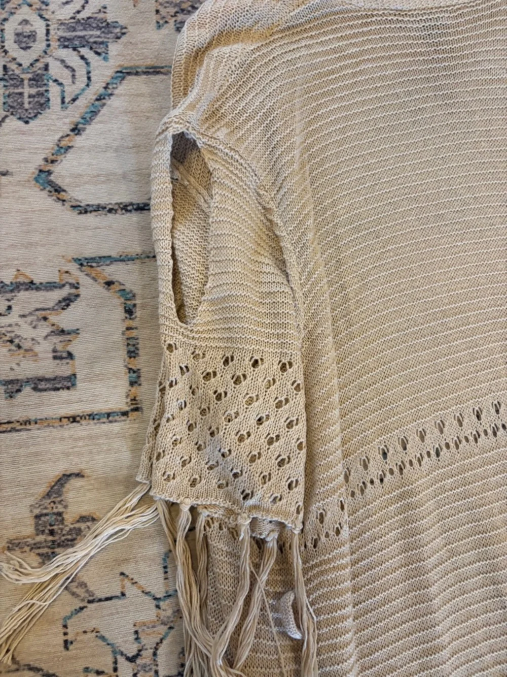 DAVI & DANI NWT Beige Fringe Duster Cardigan - Picture 10 of 10